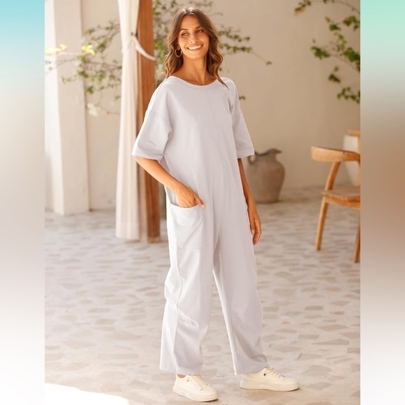 HOTSHOT TEE ONESIE Oversized Slouchy Fit Woman’s Jumpsuit in White Large NWT - Picture 10 of 14